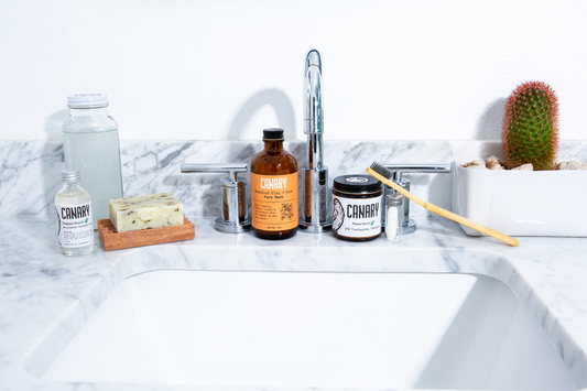 You don't need a bathroom full of plastic bottles to maintain good hygiene. Canary offers plastic-free solutions for toothpaste, mouthwash, hand soap, bar soap and clay facial masks.