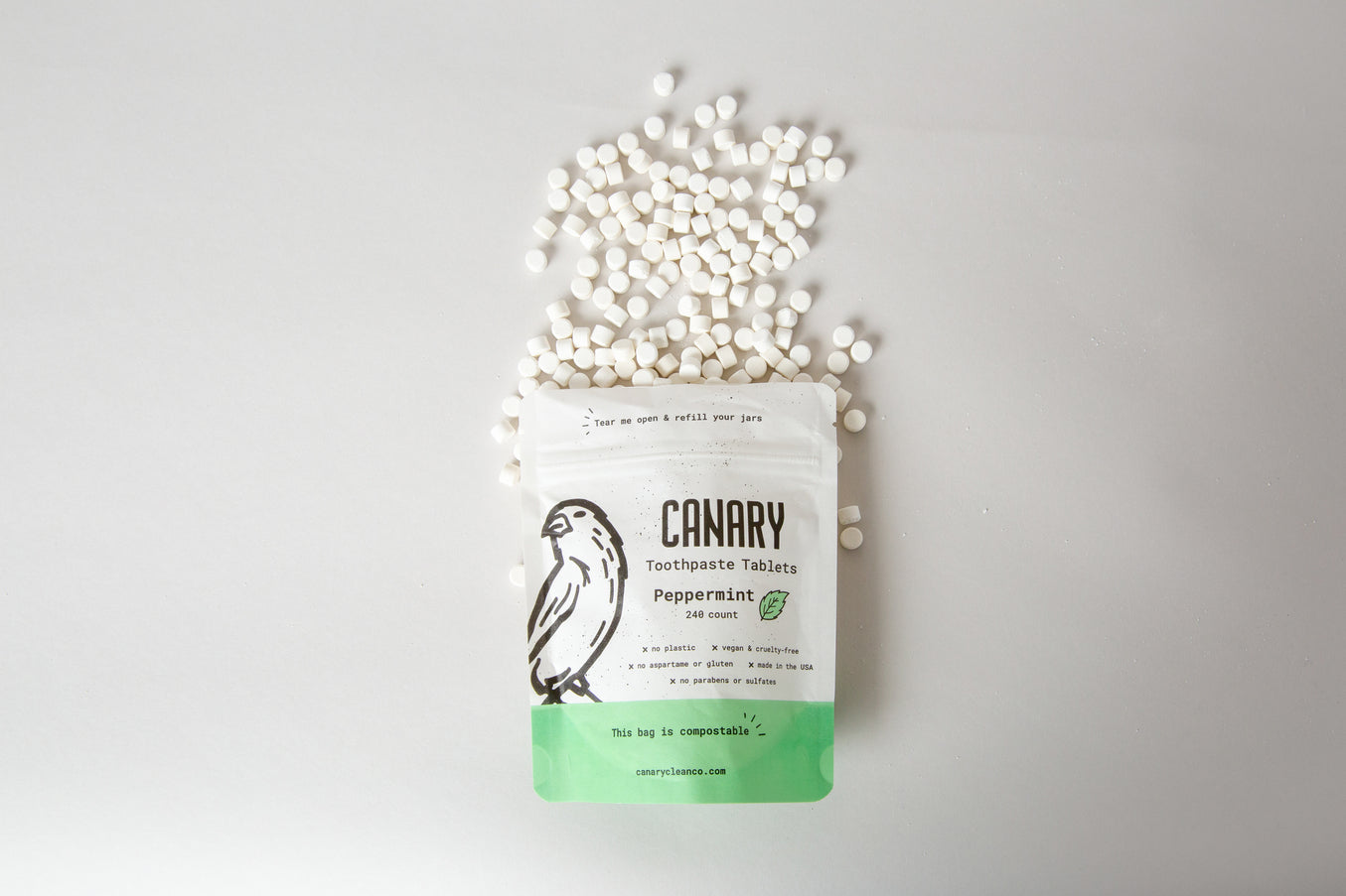Bulk Empty Toothpaste Tablet Compostable Pouches - 240ct capacity