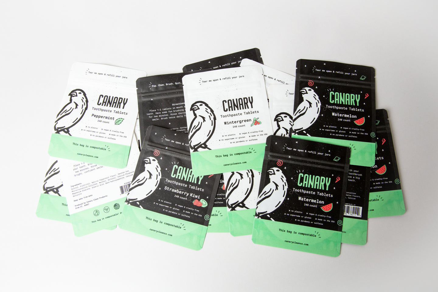 Bulk Empty Toothpaste Tablet Compostable Pouches - 240ct capacity