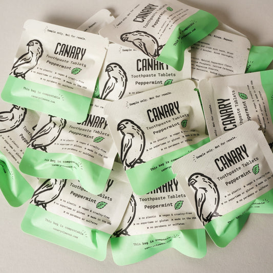 Trial Sample packs of Peppermint Toothpaste Tablets. 6 tablets per trial sample.