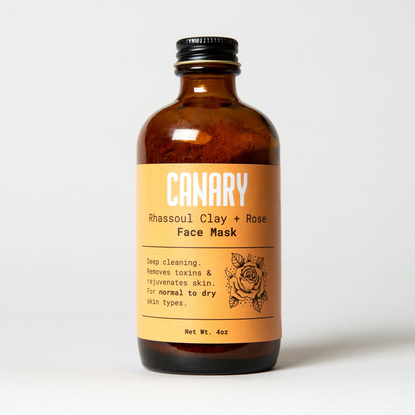 Canary Rhassoul Clay + Rose Face Mask, Vegan and Cruelty Free