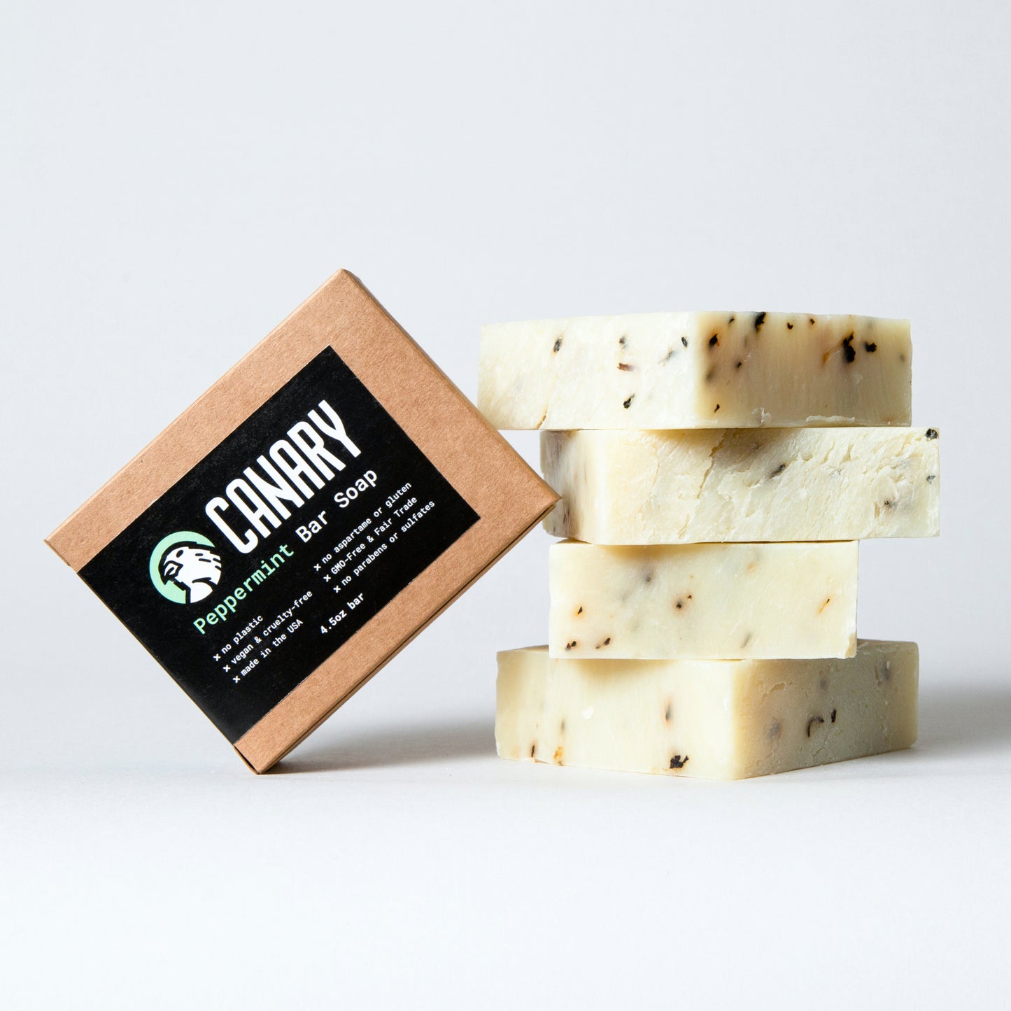Four 4.5oz bars of Peppermint body soap