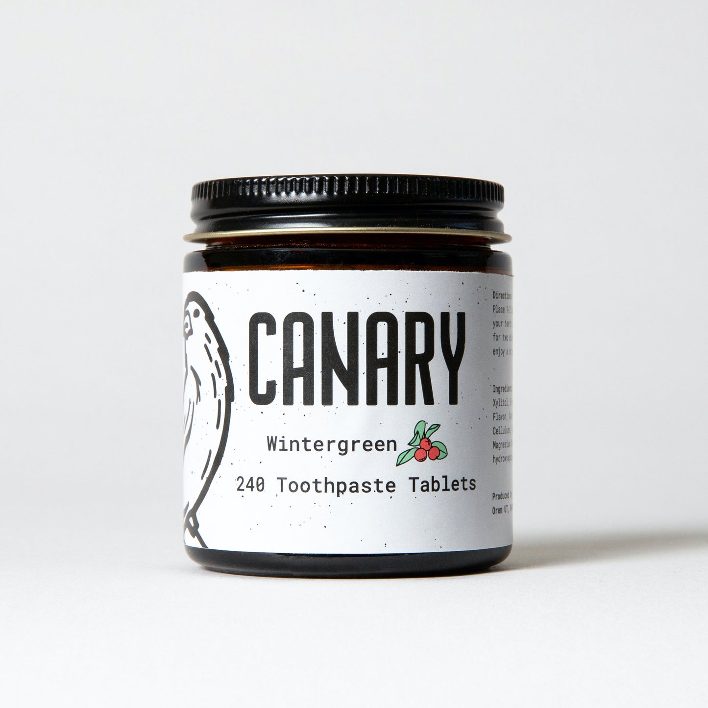 Front View of Wintergreen Toothpaste Tablets. 240-count. Plastic Free, Vegan, Eco-Friendly.