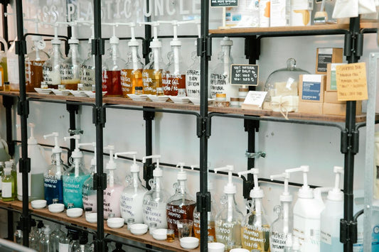 Refillable products inside a refill shop. Canary also sells in bulk to many refill shops around the US.
