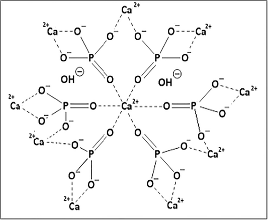 Molecular structure drawing of nano-hydroxyapatite as used in Canary Toothpaste Tablets
