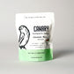 Canary Coconut Mint Toothpaste Tablets, front view of new 240ct compostable Refill pouch. 4 month supply. 