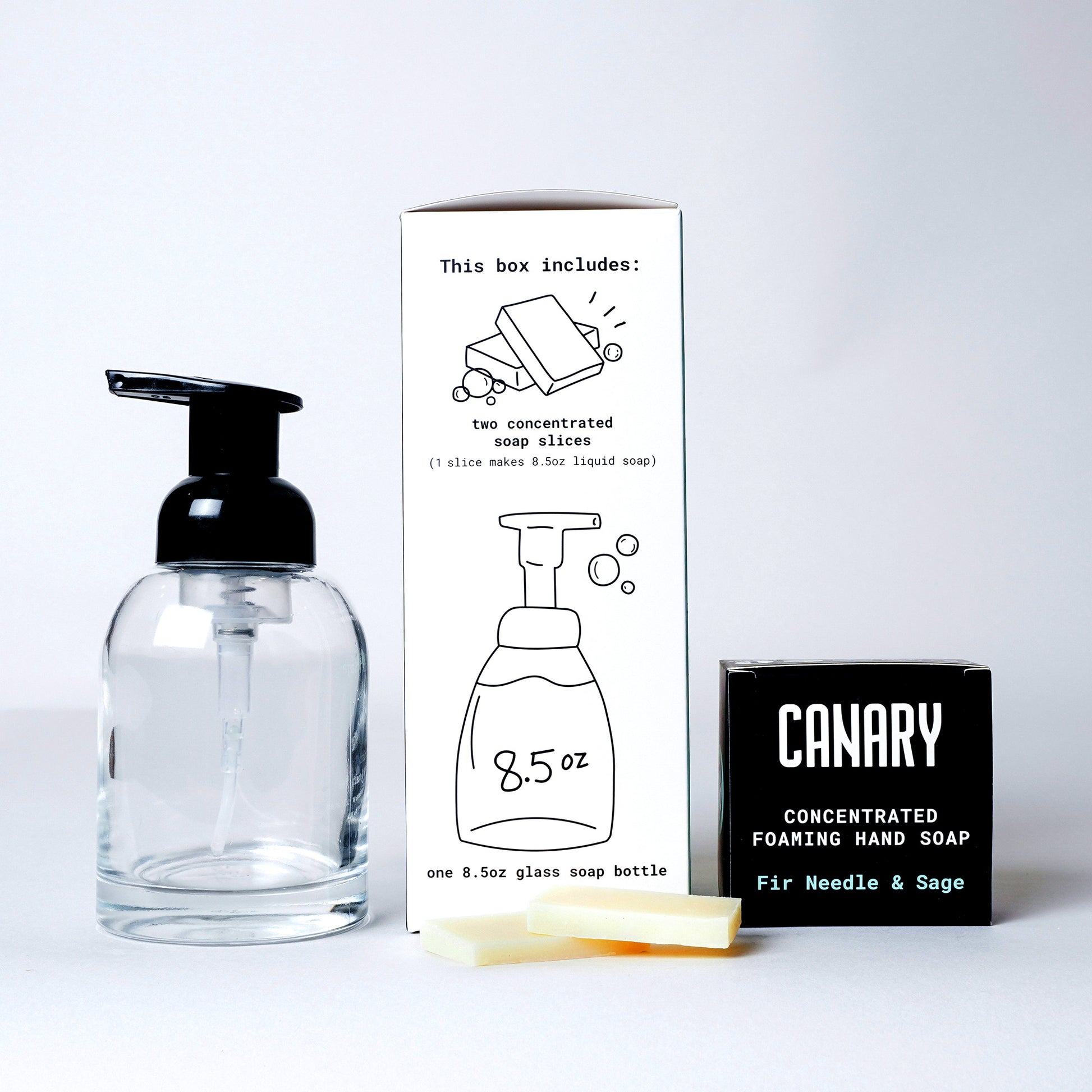 Canary Concentrated Foaming Hand Soap Kit. Bottle and Soap Slices Included