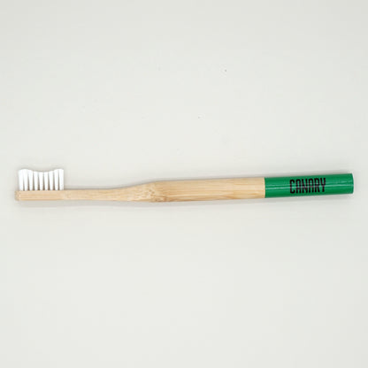 Canary Bamboo Toothbrush with green tip