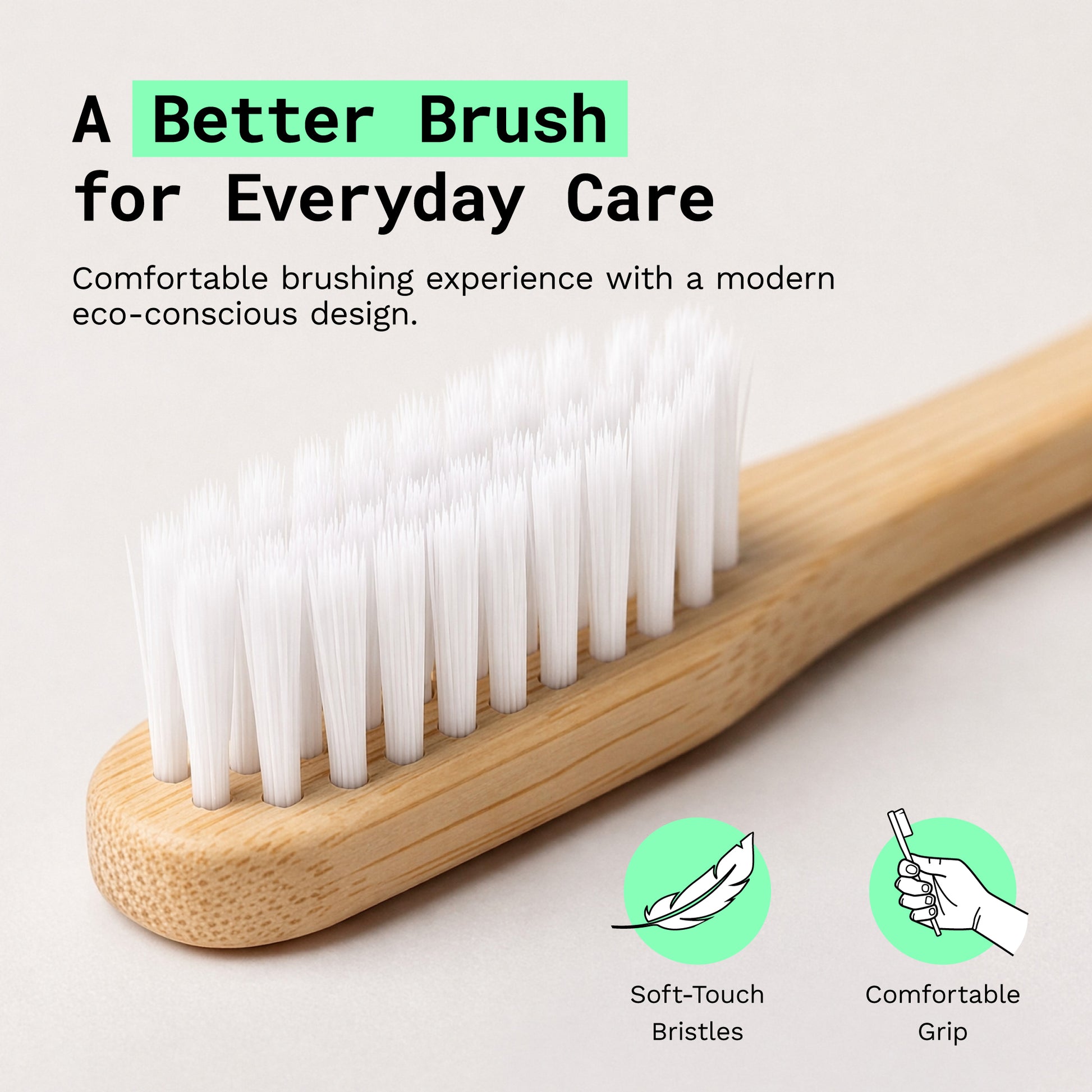Canary Plant based bamboo toothbrush showcasing soft bristles and bamboo grip.