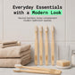 Canary plant based bamboo toothbrushes looking minimal and clean in a neat bathroom setting. 