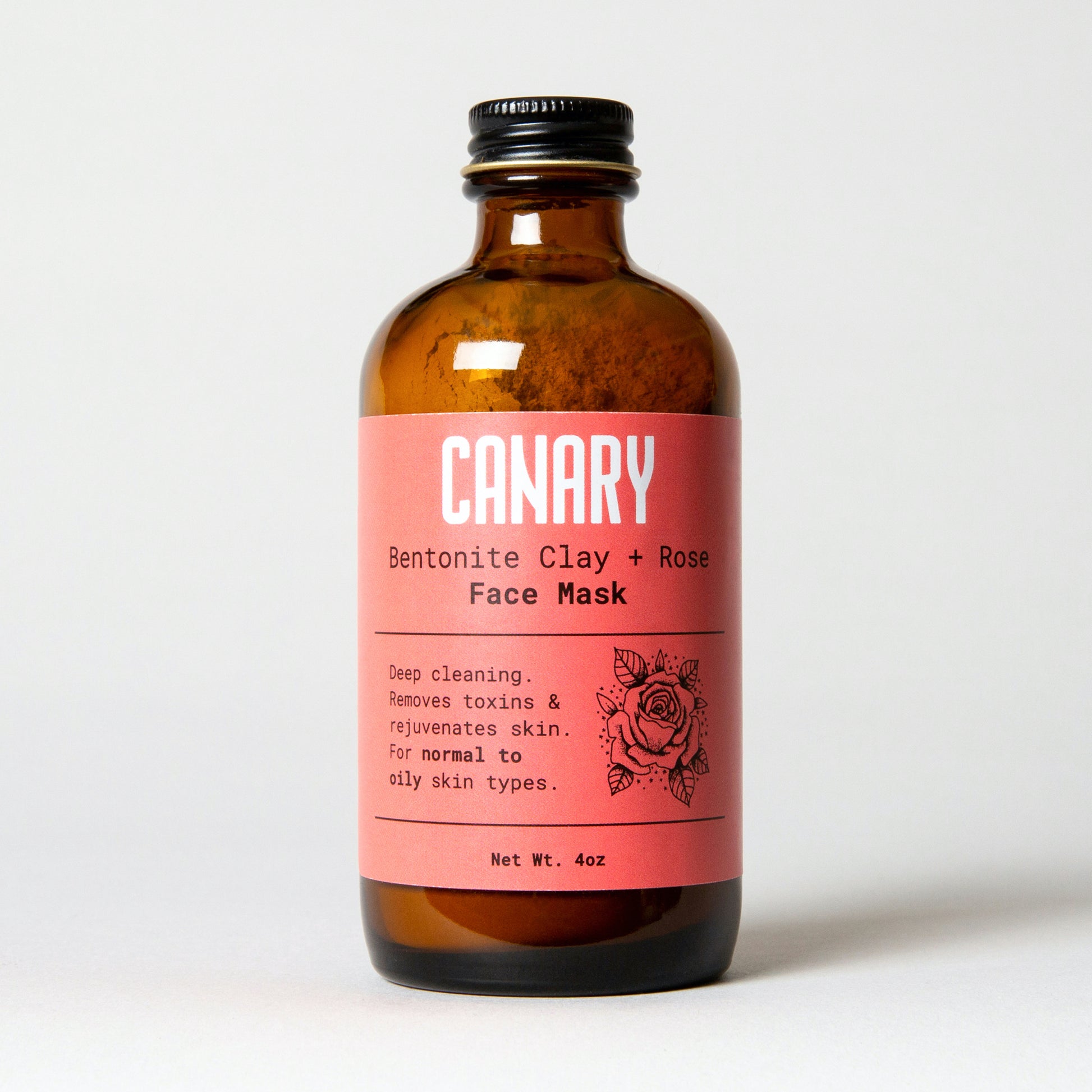 Canary Bentonite Clay + Rose Face Mask, Vegan and Cruelty Free