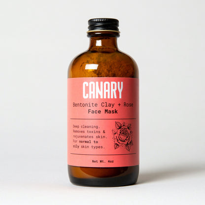 Canary Bentonite Clay + Rose Face Mask, Vegan and Cruelty Free