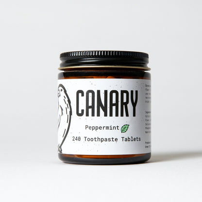 Front View of Peppermint Toothpaste Tablets. 240-count. Plastic Free, Vegan, Eco-Friendly.
